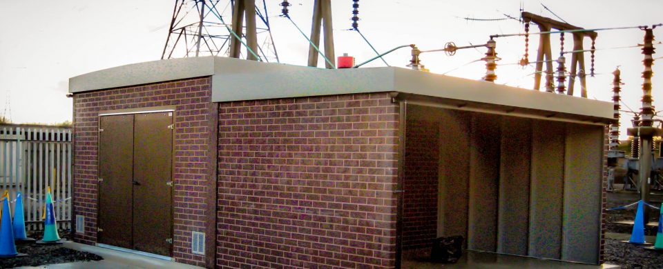 Birkenhead Sub station. GRP Kiosk c/w lean-to garage